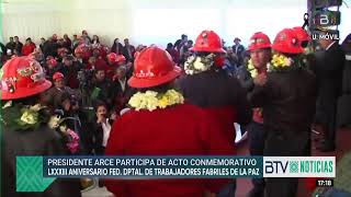 El presidente Arce participa del acto por el LXXXIII aniversario y fundación de la FDTFLP [upl. by Annayrb]