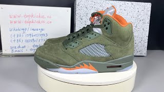 Air Jordan 5 Retro “Olive” 2024 Detail Look from Topkickss [upl. by Nirat]