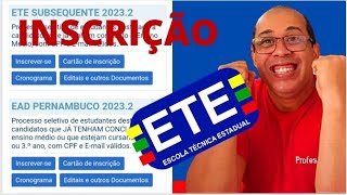 PASSO A PASSO INSCRIÇÃO ETE SUBSEQUENTE OU EAD 20232 [upl. by Assed]