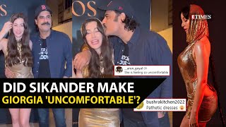 Was Giorgia Andriani UNCOMFORTABLE with Sikander Khers birthday kiss Netizens troll Anupams son [upl. by Nagyam]