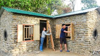 Start To Finish Build Log Cabin TIMELAPSE Building A Solid House With Many Stone FULL BUILD [upl. by Loomis]