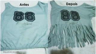 Como fazer blusa com franjas APRENDA A CUSTOMIZAR BLUSA PARA O CARNAVAL [upl. by Edwyna867]