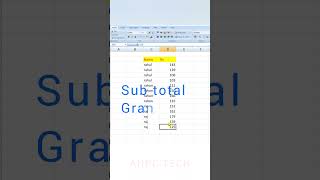 Sub total and Grand Total in Excel bengali exceltips education [upl. by Nahgeam]