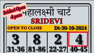 30102024 Sridevi Matka Free Open to Close Satta Matka Sridevi Matka Single Open Satta guessing [upl. by Harahs]