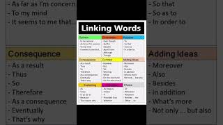 Linking words in englishgrammar englishgrammar vocabularyenglishlanguage shortsvideoeducation [upl. by Bamford]