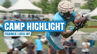 Camp Highlight Frankie Luvu snags interception [upl. by Eisdnyl]