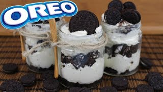 Tarta de OREO en tarritos  Postre de Oreo muy fácil y rápido  Sin horno [upl. by Ynnavoig]