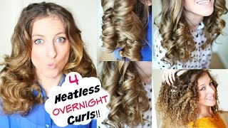 4 Overnight No Heat Curls  Overnight Heatless Curl Methods  Braidsandstyles12 [upl. by Alikee]