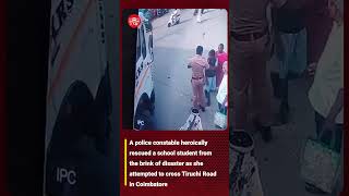 Constable saves student from truck accident at Tiruchi [upl. by Atekehs592]