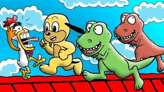 O cantar dos galos  Avenida Toons 9  desenho infantil com dinossauros e piadas em Português [upl. by Venus]