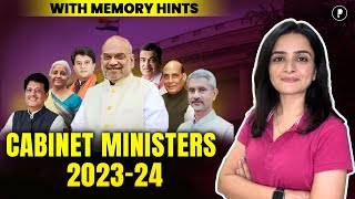 Updated List of New Cabinet Ministers 202324 with Memory Tricks  कैबिनेट मंत्री 202324 [upl. by Gnilrits]