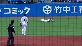 西川遥輝のスーパープレーに神宮鳴り止まぬ拍手！ルーキー石原勇輝のピンチ救ったダイビングキャッチ！20240317 オープン戦 神宮球場 東京ヤクルトスワローズ ファインプレー [upl. by Ania67]