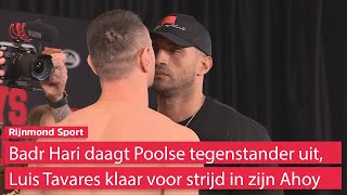 Badr Hari duwt tegenstander Wrzosek tijdens staredown voor Glory 78 [upl. by Oicafinob855]