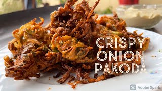 Onion pakoda crispy street style onion pakoda tea time snack khanda bhaji recipe [upl. by Dyoll542]