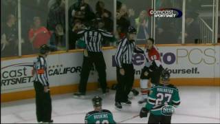 Daniel Briere vs MarcEdouard Vlasic Nov 20 2009 [upl. by Bedell]