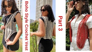 EASY AND BEGINNER FRIENDLY CROCHET MESH VEST  BOHO STYLE CROCHET VEST  VINTAGE CROCHET  PART 33 [upl. by Harald]