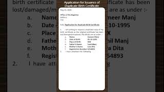 Application for Issuance of Duplicate Birth Certificate shorts birthcertificate [upl. by Joanie596]