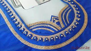 stitching of a beautiful back neck design of a blouse at home easy  fashion designing [upl. by Pavier]