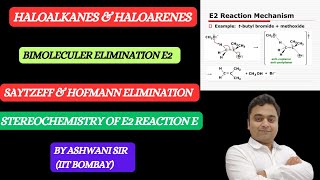 E2 REACTION MECHANISM ORGANIC CHEMISTRY  SAYTZEFF amp HOFMANN PRODUCTS II HALOALKANES ampHALOARENES [upl. by Kcirdec]