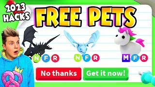 TOP 5 HACKS TO GET FREE PETS in 2023 Adopt Me Prezley [upl. by Balfore]