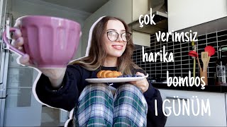 hiçbir şey ama hiçbir şey yapmadığım GÜN⚰️ evde tek başına VLOG🏠 [upl. by Nuli370]