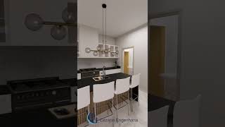 Casa em L com Sala e Cozinha Integrada com 2 Dormitórios e 3 Banheiros [upl. by Terrej]