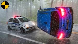 Most Epic Hydroplaning and Slippery Road Car Crashes Compilation 2 in BeamNGDrive [upl. by Wolgast399]