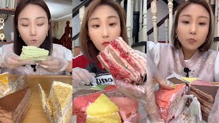 CREPE ASMR crepe cake  eating show [upl. by Divd243]