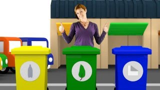 Quatre voitures colorées les poubelles Dessin animés pour enfants [upl. by Doownel]