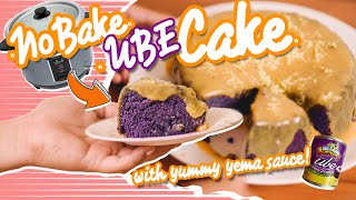 Easy No Bake Cake  Ube Cake with Yema Sauce  Rice Cooker Cake [upl. by Inness680]