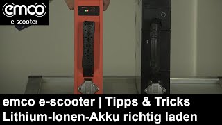 Tipp 1 Richtiges Laden des LithiumIonenAkkus für Elektroroller  emcoescootercom [upl. by Airemahs]