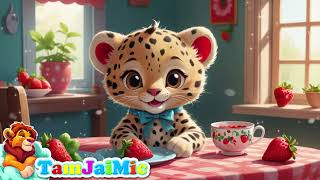 Kidsong  Baby Leopard Eats a Strawberry in the Dining Room [upl. by Hamnet]