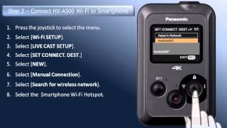 Panasonic  Camcorders  HXA500  How to use a smartphone as a WiFi Hotspot Tethering [upl. by Abroms]