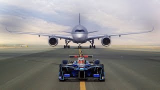 ABB FIA Formula E race car vs Qatar Airways’ Airbus A350 and Boeing 787 Dreamliner Who will win [upl. by Joses]