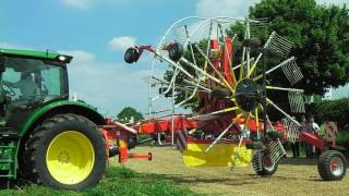 2017 John Deere 6110R Tractor With Poettinger TOP 842 C centreswath twin rotor rake [upl. by Akcirre911]