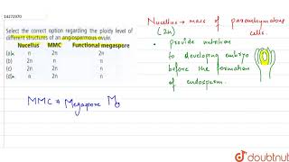 Select the correct option regarding the ploidy level of different structures of an angiospermous [upl. by Eidualc]