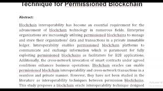 A Blockchain Oracle Interoperability Technique for Permissioned Blockchain [upl. by Tala]