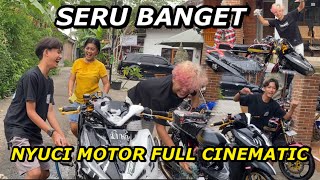 MOMEN LANGKA ENTHUL NYUCI MOTOR SAMPAI BIKIN CINEMATIC KEREN BANGET [upl. by Aleiram]