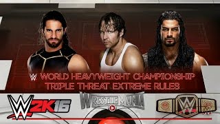 WWE 2K16  Seth Rollins Vs Roman Reigns Vs Dean Ambrose For The WWE Title EPIC Match  PS4 [upl. by Nnoryt]