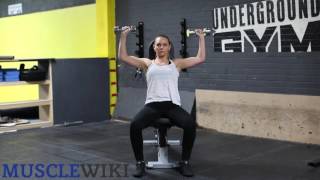 female seated dumbbell shoulder press front [upl. by Konrad]