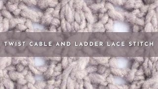 How to Knit the Twist Cable amp Ladder Lace Stitch  Knitting Stitch Pattern  English Style [upl. by Erik]