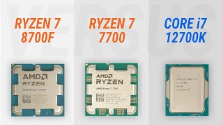 Ryzen 7 8700F vs Ryzen 7 7700 vs Core i712700K w RTX 4090 Test in 8 games at 1080p [upl. by Helaina]