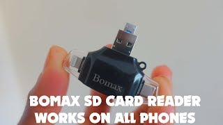 BOMAX SD CARD READER  IPHONE  ANDROID  GOPRO  MACBOOK  PIXEL  GALAXY S8 [upl. by Ynnob799]