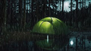 Rain on Tent with Lightning Storm Sounds  Relaxing Thunder amp Downpour Ambience for Sleeping Well [upl. by Grobe]