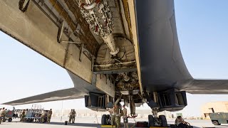 The monstrously powerful B1B Lancer Loading cruise missiles and precision bombs [upl. by Adnohryt]