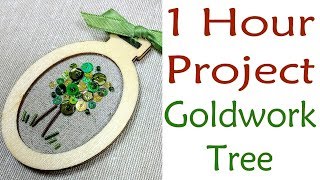 ⏰1 hour embroidery project goldwork tree [upl. by Ping501]