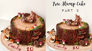 Tree Stump Cake  Woodland theme Cake tutorial  AutumnFall cake tutorial [upl. by Enelahs]