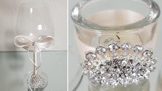 GLAM CANDLE HOLDERS  WINE GLASS CANDLE HOLDER  QUICK AND EASY DIY 2020 [upl. by Seugirdor]