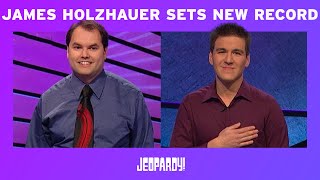 James Holzhauer Beats Roger Craig’s SingleGame Winnings Record  JEOPARDY [upl. by Naitsirt333]