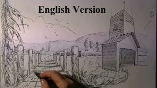 Easy Perspective for beginners Landscape drawing [upl. by Erland]